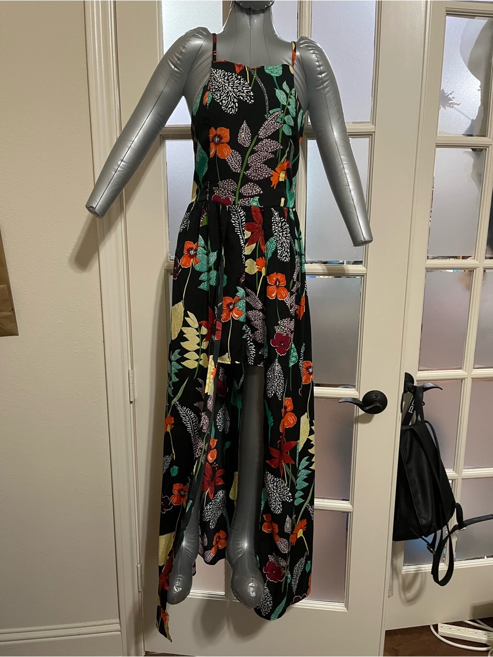 Floral High-Low Black Maxi Dress